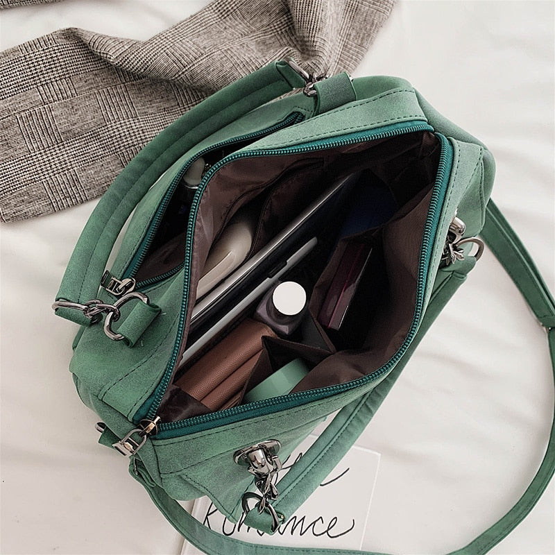 Casual Shoulder Handbags High Quality Soft Scrub Leather