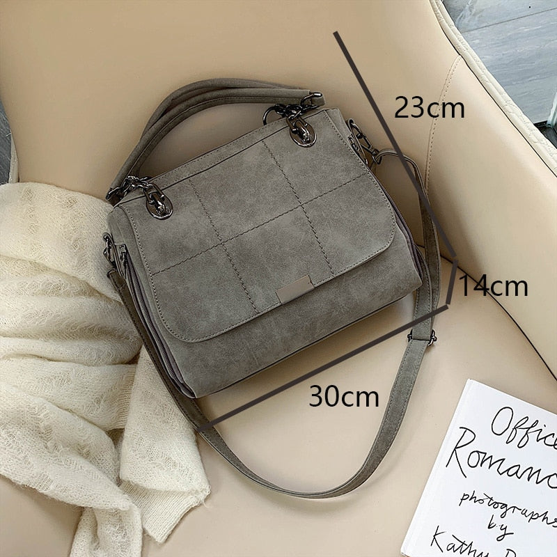 Casual Shoulder Handbags High Quality Soft Scrub Leather