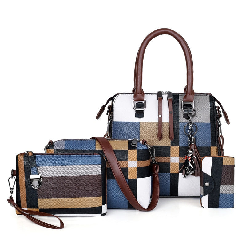 4 Pcs/set Luxury Handbags plaid Women Bags Designer