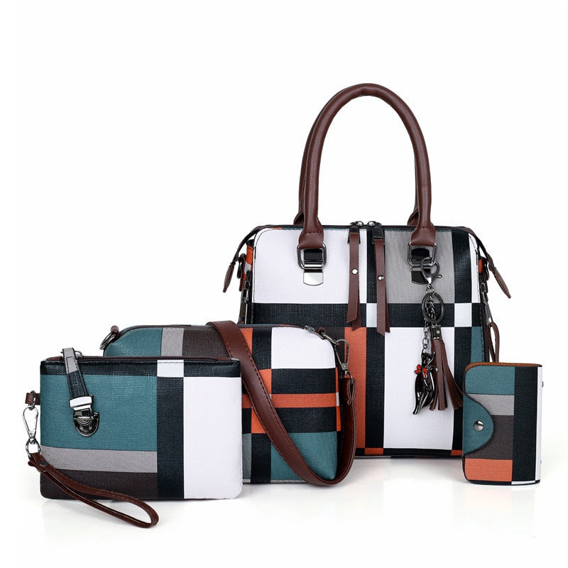 4 Pcs/set Luxury Handbags plaid Women Bags Designer