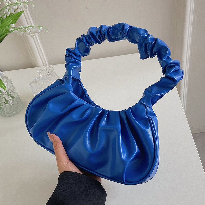 2022 Summer Pleated Handlebags For Women PU Cloud Bags