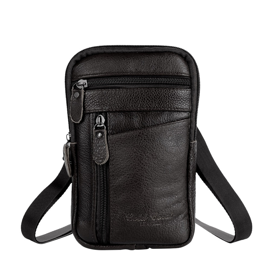 Men's Genuine Leather Waist Packs Bolsas Phone Pouch Bags