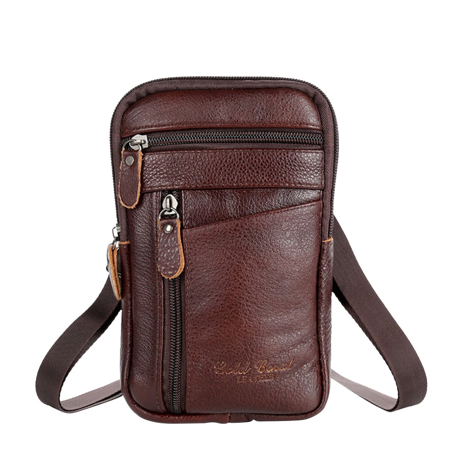 Men's Genuine Leather Waist Packs Bolsas Phone Pouch Bags