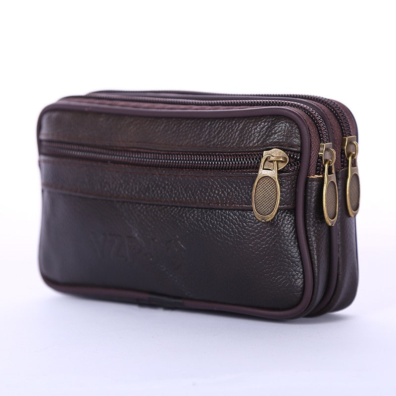 Men's Genuine Leather Waist Packs Bolsas Phone Pouch Bags