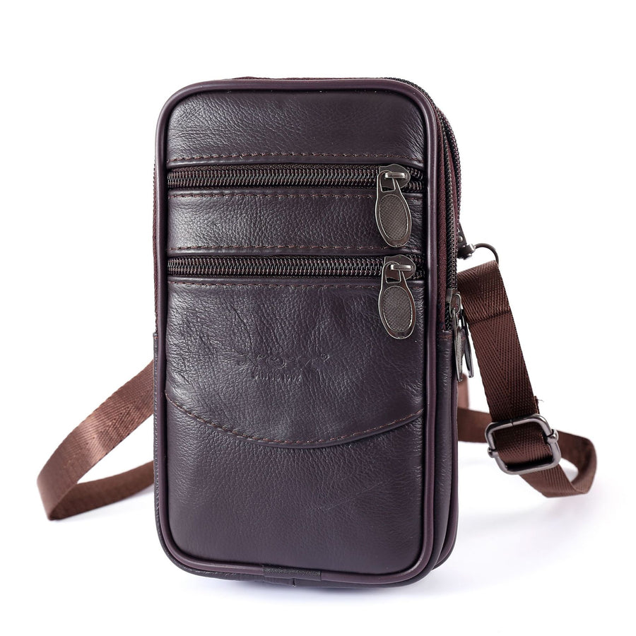 Men's Genuine Leather Waist Packs Bolsas Phone Pouch Bags