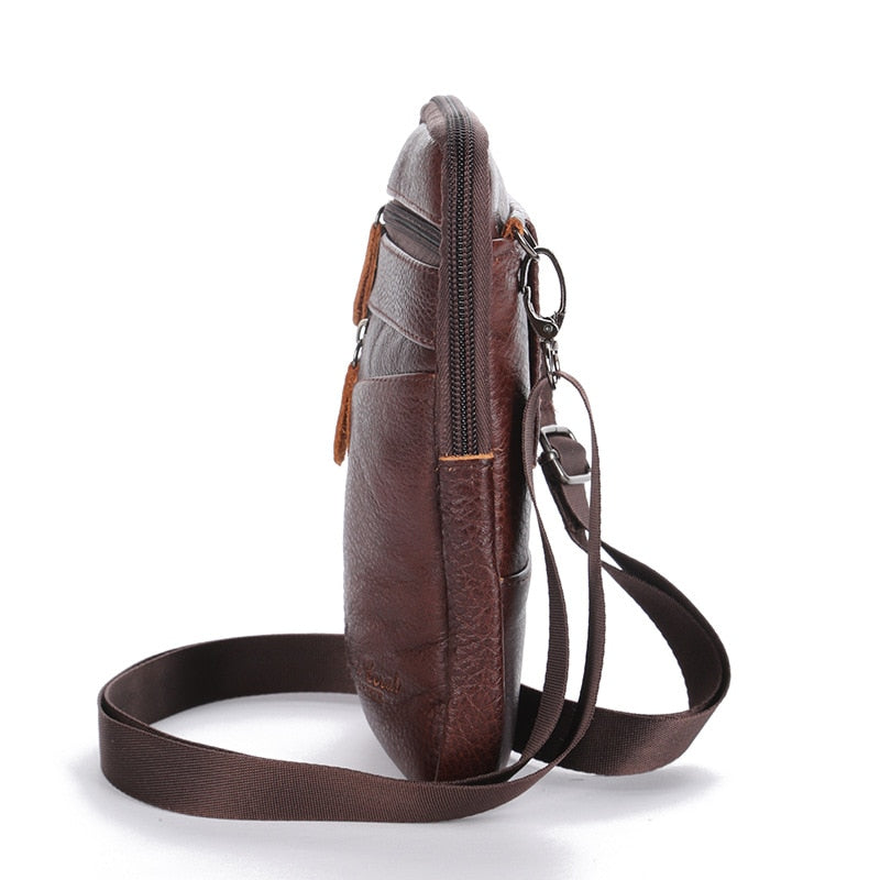 Men's Genuine Leather Waist Packs Bolsas Phone Pouch Bags