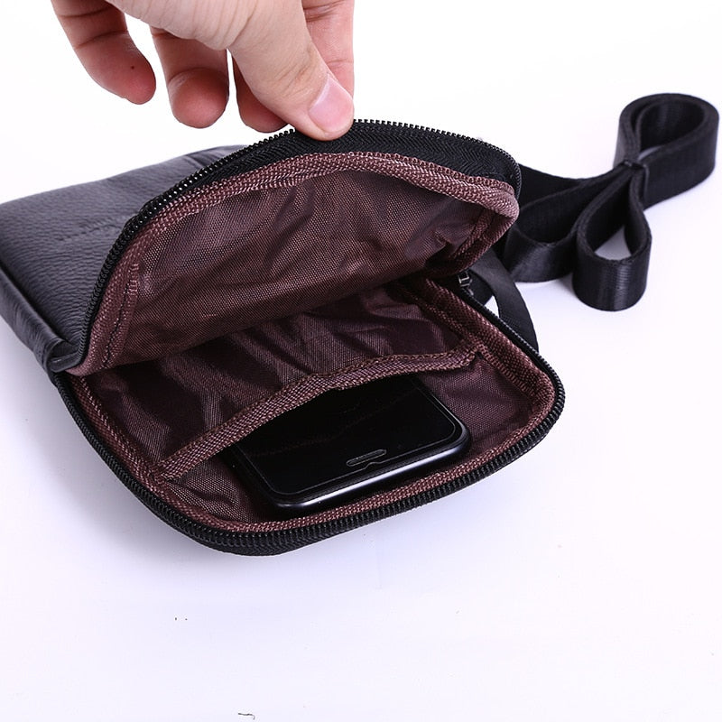 Men's Genuine Leather Waist Packs Bolsas Phone Pouch Bags