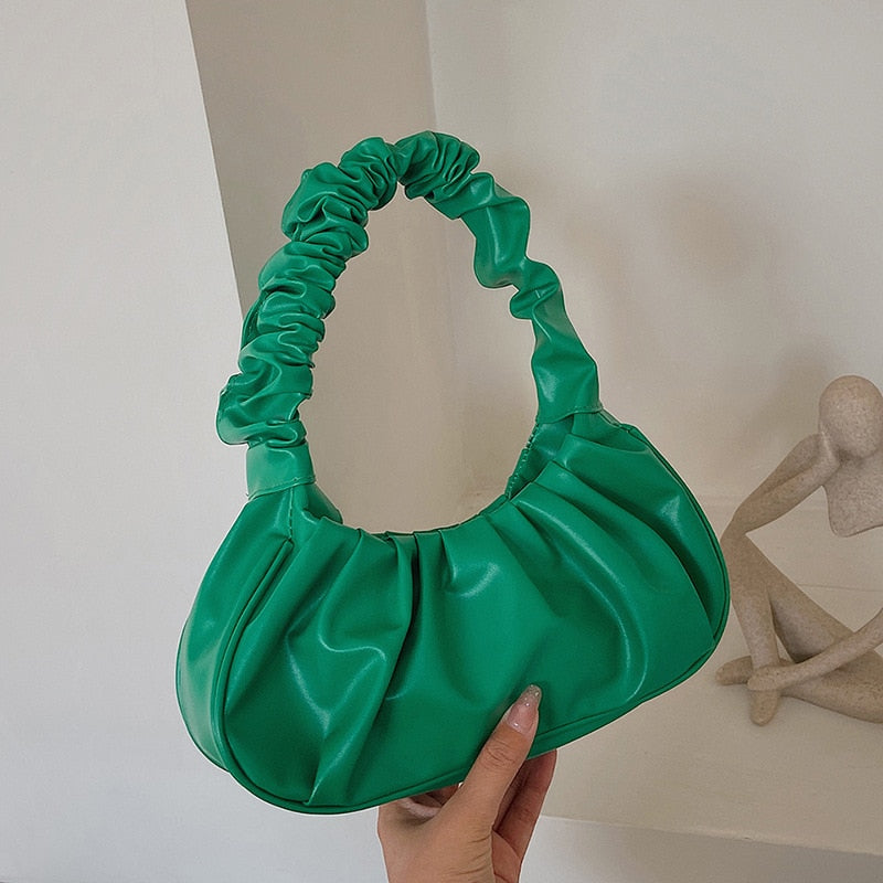 2022 Summer Pleated Handlebags For Women PU Cloud Bags
